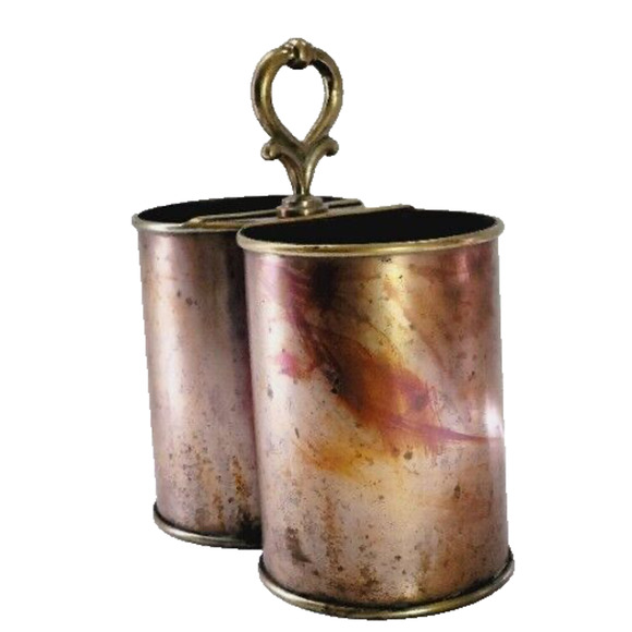 Vintage Copper & Brass Wine Cooler Double Bottle From Global Views Made in India - Picture 1 of 12